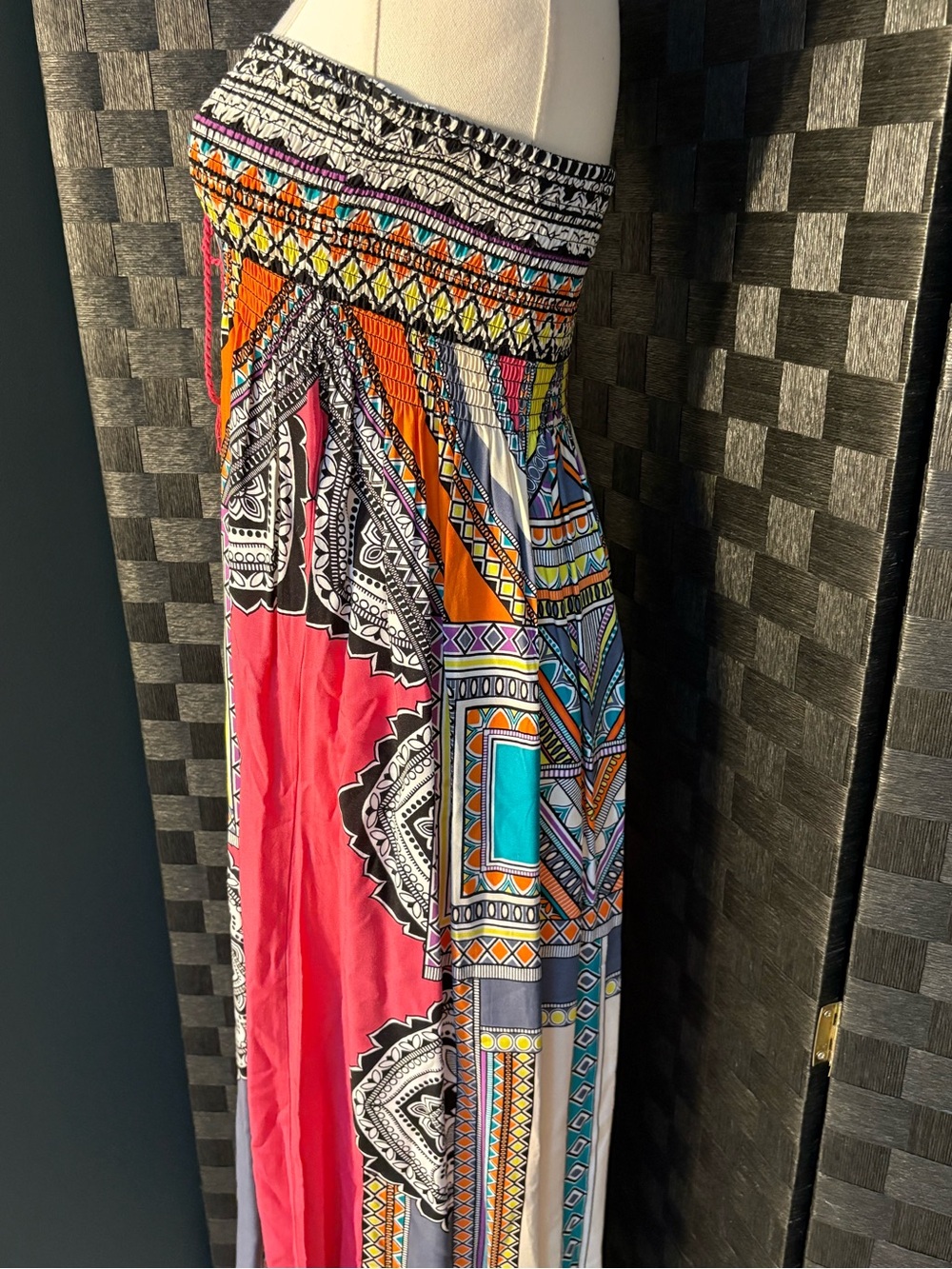 Flying Tomato Printed Strapless Maxi Dress Tribal Geometric Festival Boho - Picture 3 of 5